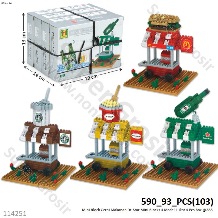 Mini Block Gerobak Makanan Dr. Star Mini Blocks 4 Model 1 Ikat 4 Pcs Box @288