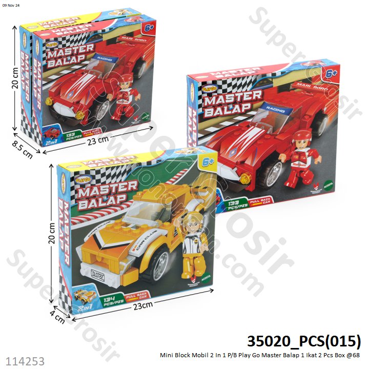 Mini Block Mobil Balap 2 In 1 P/B Play Go Master Balap 1 Ikat 2 Pcs Box @68