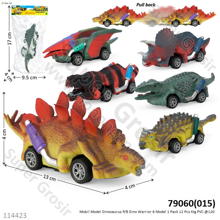 Mobil Model Dinosaurus P/B Dino Warrior 6 Model 1 Pack 12 Pcs Ktg PVC @120
