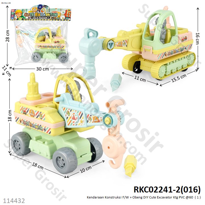 DIY Kendaraan Konstruksi F/W + Obeng Cute Excavator Ktg PVC @60