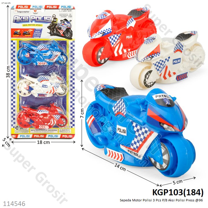 Sepeda Motor Polisi 3 Pcs P/B Aksi Polisi Press @96