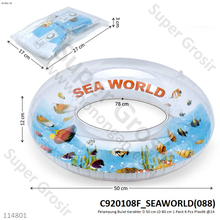 Pelampung Bulat Karakter D 50 cm LD 80 cm 1 Pack 6 Pcs Plastik @24