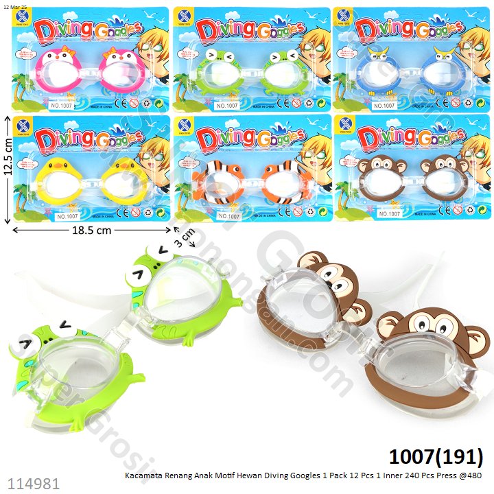 Kacamata Renang Anak Motif Hewan Diving Googles 1 Pack 12 Pcs 1 Inner 240 Pcs Press @480