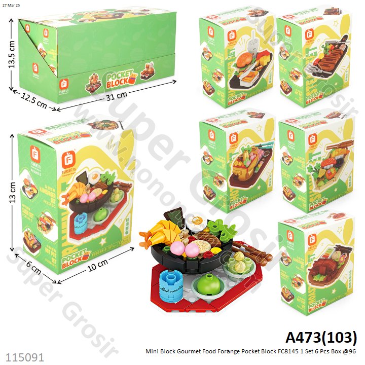 Mini Block Gourmet Food Forange Pocket Block A473 1 Set 6 Pcs Box @96