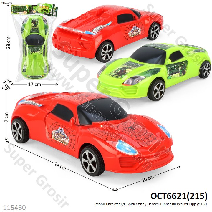Mobil Sedan Karakter F/C Spiderman / Heroes 1 Inner 80 Pcs Ktg Opp @160