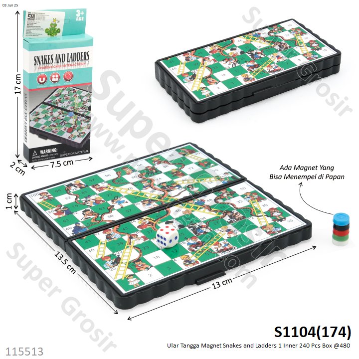 Ular Tangga Magnet Snakes and Ladders 1 Inner 240 Pcs Box @480