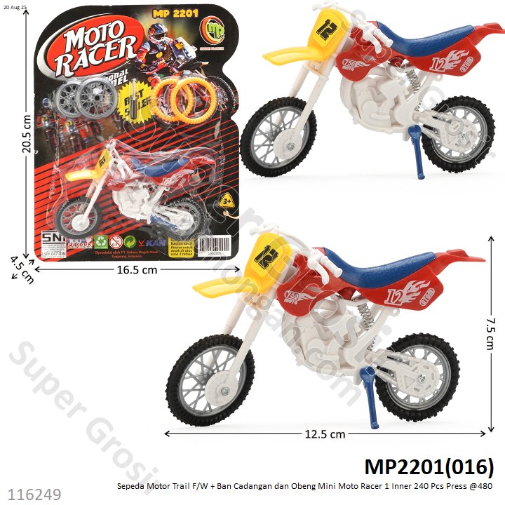Sepeda Motor Trail F/W + Ban Cadangan dan Obeng Mini Moto Racer 1 Inner 240 Pcs Press @480