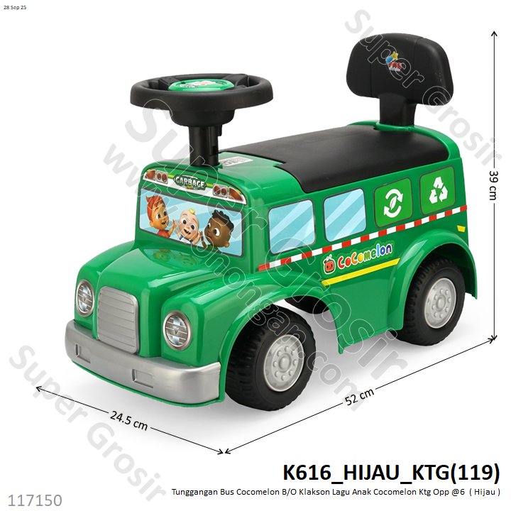 Tunggangan Bus Cocomelon Sandaran B/O Klakson Lagu Anak Cocomelon Ktg Opp @6