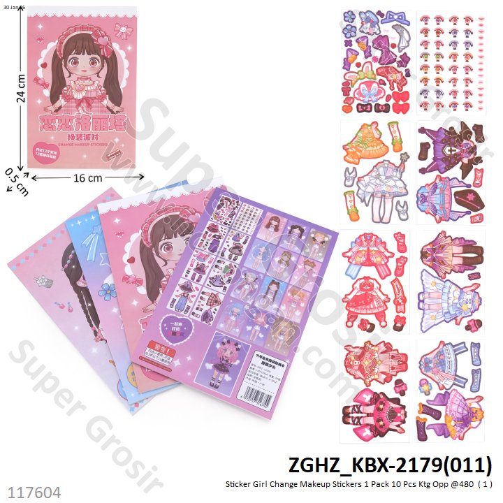 Sticker Girl Change Makeup Stickers 1 Pack 10 Pcs Ktg Opp @480
