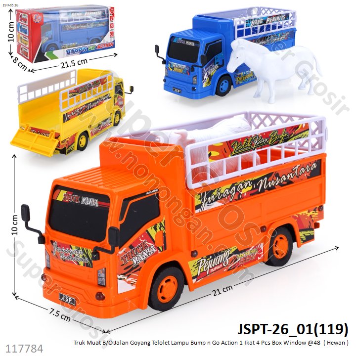 Truk Muat B/O Jalan Goyang Telolet Lampu Bump n Go Action 1 Ikat 4 Pcs Box Window @48