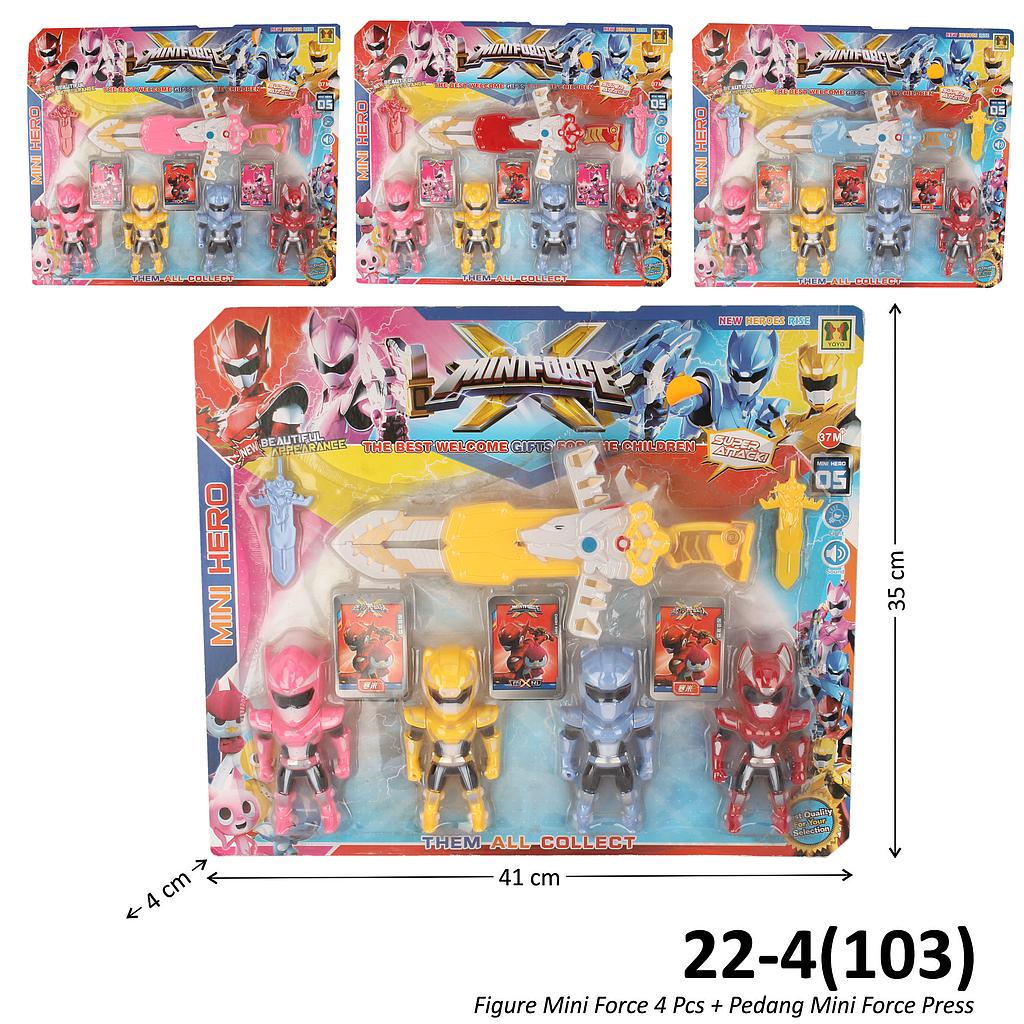 Figure Mini Force 4 Pcs + Pedang B/O Suara Lampu + Kartu Mini Force Press @48