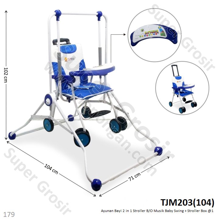 Ayunan Bayi 2 in 1 Stroller B/O Musik Baby Swing + Stroller Box @1
