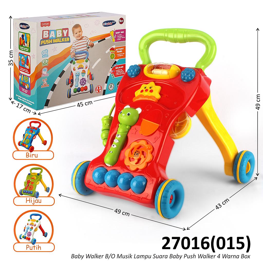 Baby Walker Push Walker Set Microphone B/O Musik Suara Lampu 2 Warna Box @6