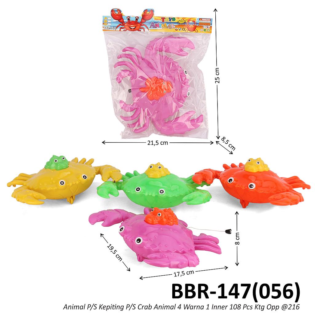 Mainan Tarik Kepiting P/S Crab Animal 4 Warna 1 Inner 108 Pcs Ktg Opp @216