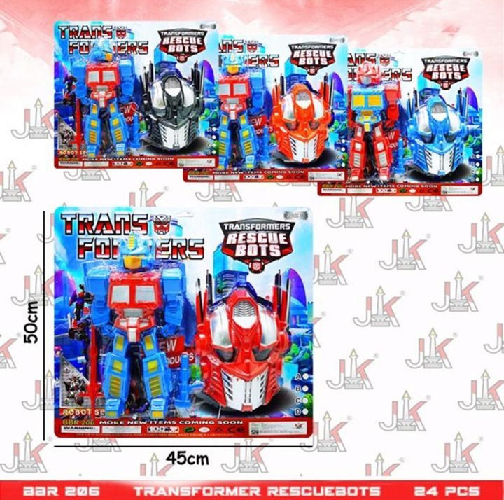 Robot Optimus Prime + Topeng Transformers Rescue Bots 4 Warna Press @24