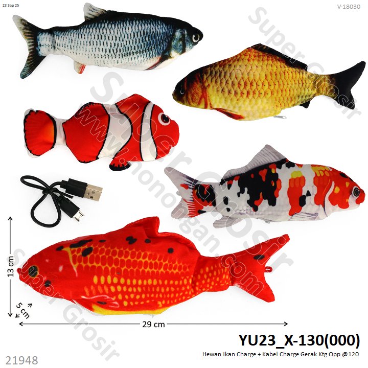 Hewan Ikan Goyang Charge + Kabel Charge Gerak Ktg Opp @120