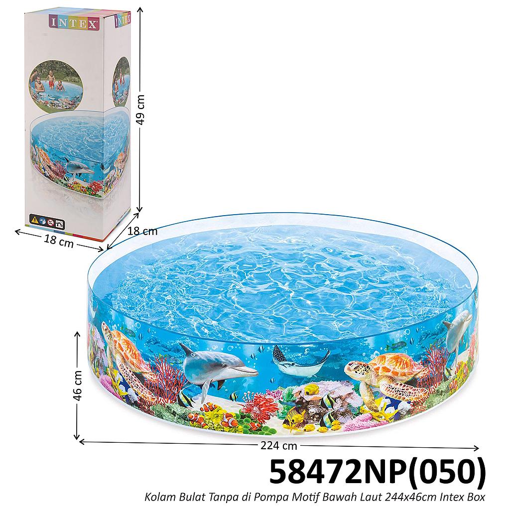 Kolam Renang Anak Intex Bulat Tanpa di Pompa Motif Bawah Laut 244x46cm Box @4