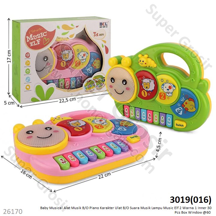 Piano Hewan B/O Musik Suara Lampu Music Elf 1 Inner 30 Pcs Box Window @60