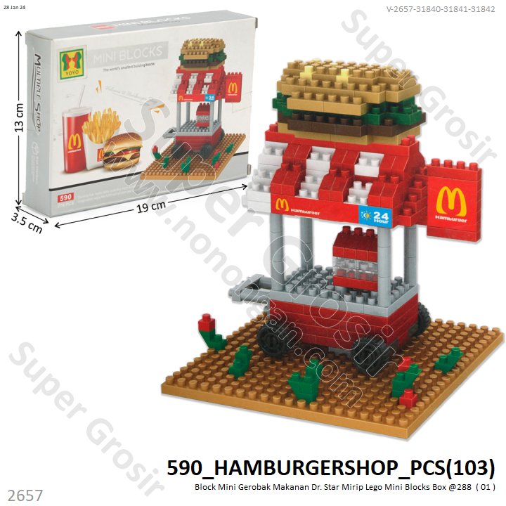(ONLINE) Mini Block Gerobak Makanan Dr. Star Mini Blocks Box @1