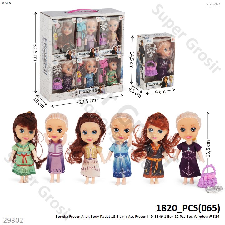 Boneka Frozen 13,5 cm + Acc Frozen II D-3549 1 Box 12 Pcs Box Window @384
