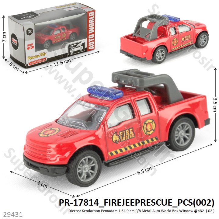 Diecast Mobil Skala Hot Wheels 1:64 Kendaraan Damkar P/B 9 cm Metal Auto World Box Window @432