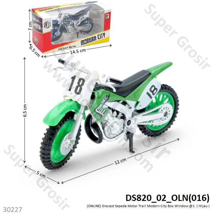 Diecast Sepeda Motor Trail 1:18 + Acc Motocross / Modern City Box Window @288