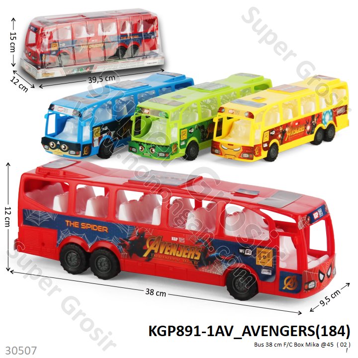 Bus Robocar Poli / Avengers F/C 4 Warna Box Mika @45