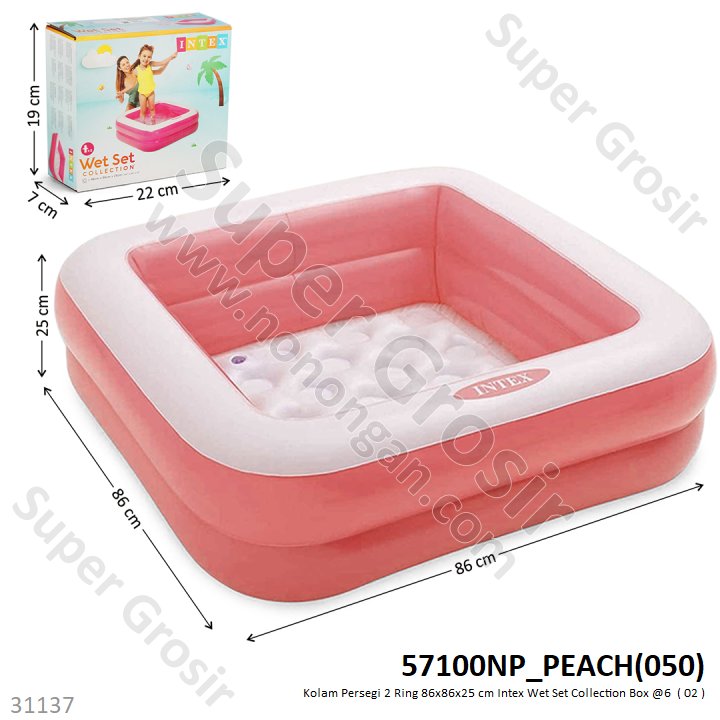 Kolam Renang Anak Intex Persegi 2 Ring 86x86x25 cm Wet Set Collection Box @6