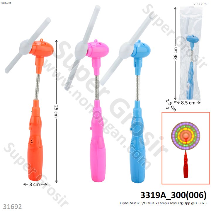 Mainan Tongkat Lampu Kipas Musik B/O Musik Lampu Toys 1 Inner 180 Pcs Ktg Opp @360