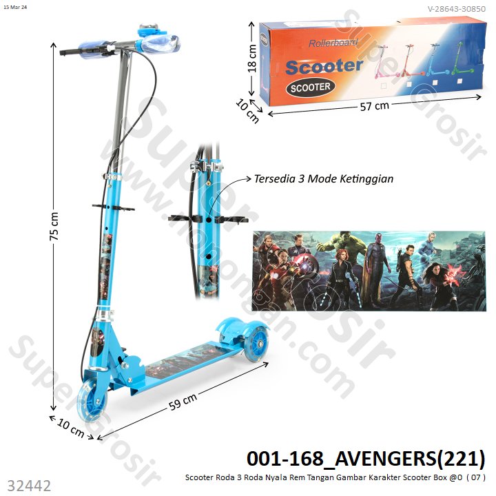 Scooter Roda 3 Roda Nyala Rem Tangan Gambar Karakter Scooter Box @10