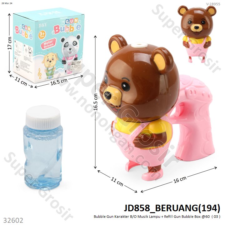 Bubble Gun Karakter B/O Musik Lampu + Refill Gun Bubble Box @60
