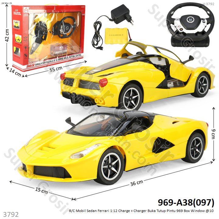 R/C Mobil Sedan Ferrari 1:12 Charge + Charger Buka Tutup Pintu 969 Box Window @10