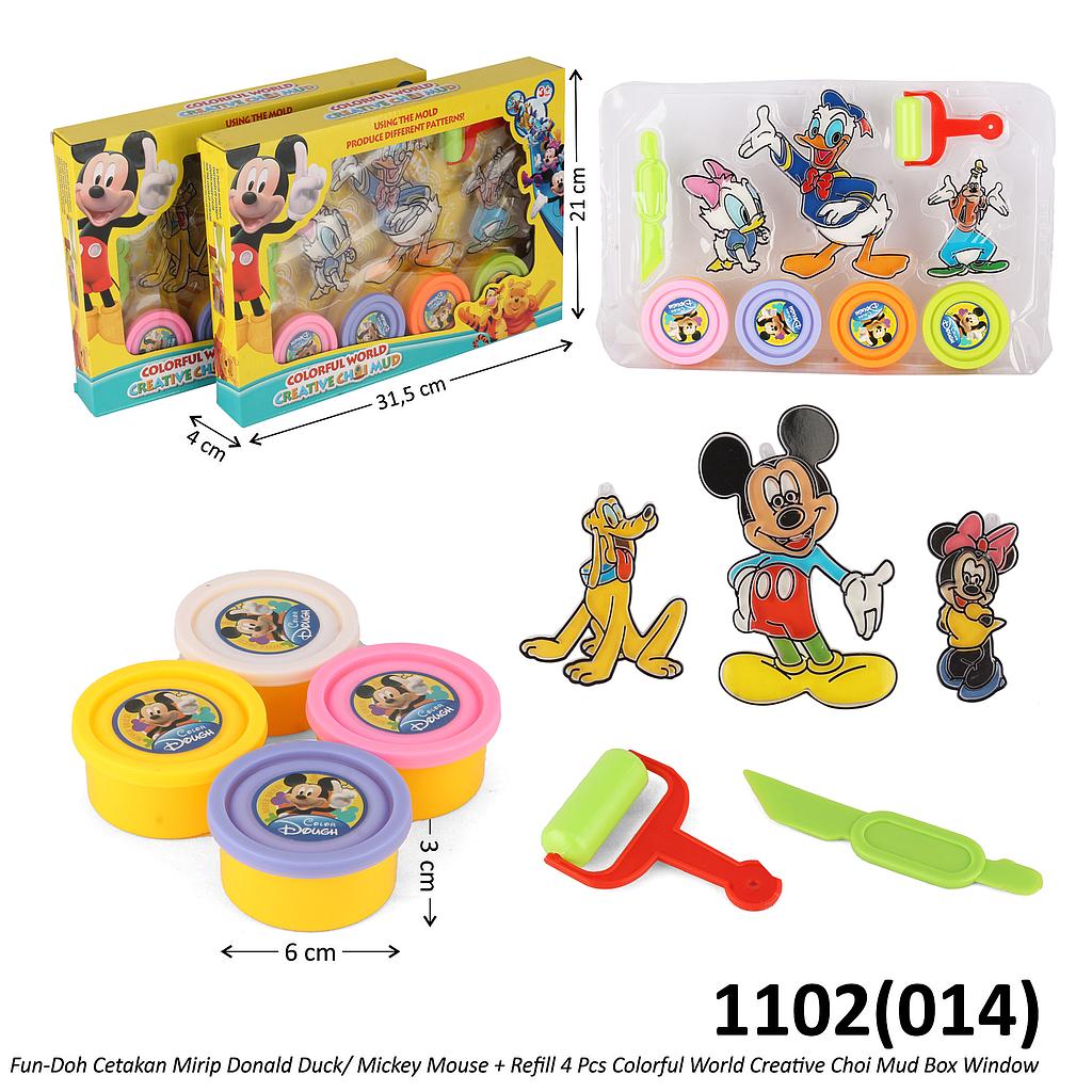 Fun-Doh Cetakan Donald Duck / Mickey Mouse + Refill 4 Pcs Colorful World Creative Choi Mud Box Window @72