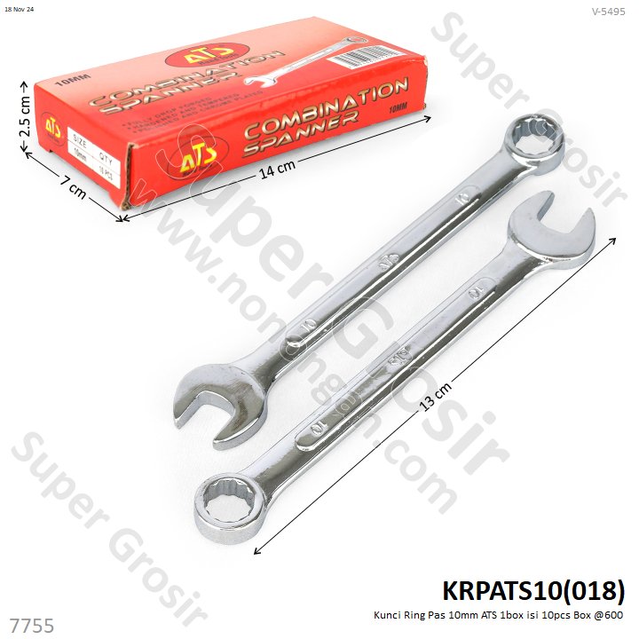 Kunci Ring Pas 10 mm ATS 1 Box 10 Pcs Box @600