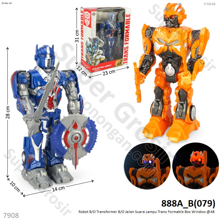 Transformer B/O Jalan Suara Lampu Trans Formable 2 Karakter Box Window @48