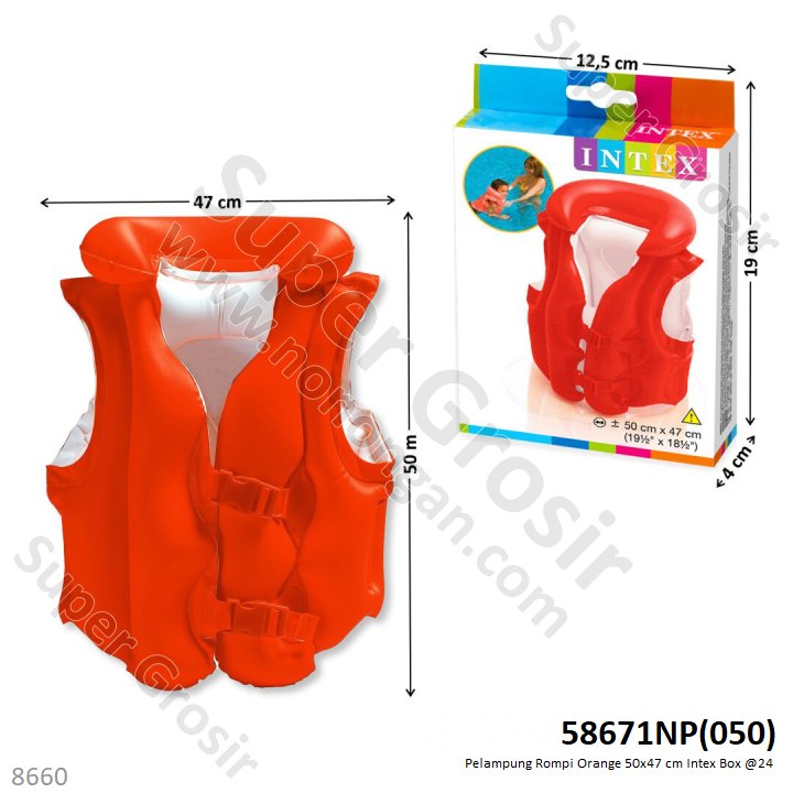 Pelampung Rompi Orange Intex 50x47 cm Box @24