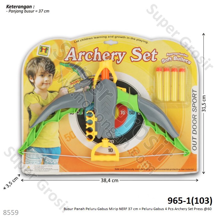 Mainan Busur Panah Peluru Gabus Mirip NERF 37 cm + Peluru Gabus 4 Pcs Archery Set Press @60
