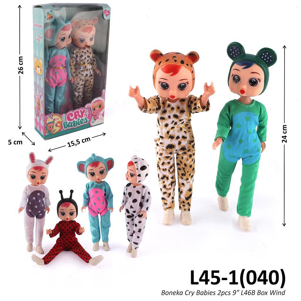 Boneka Anak Kostum Hewan 2 Pcs 9 Inch Cry Babies Box Window @192
