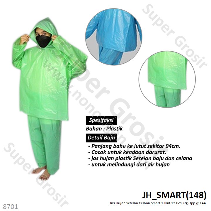 Jas Hujan Setelan Celana Smart 1 Ikat 12 Pcs Ktg Opp @12