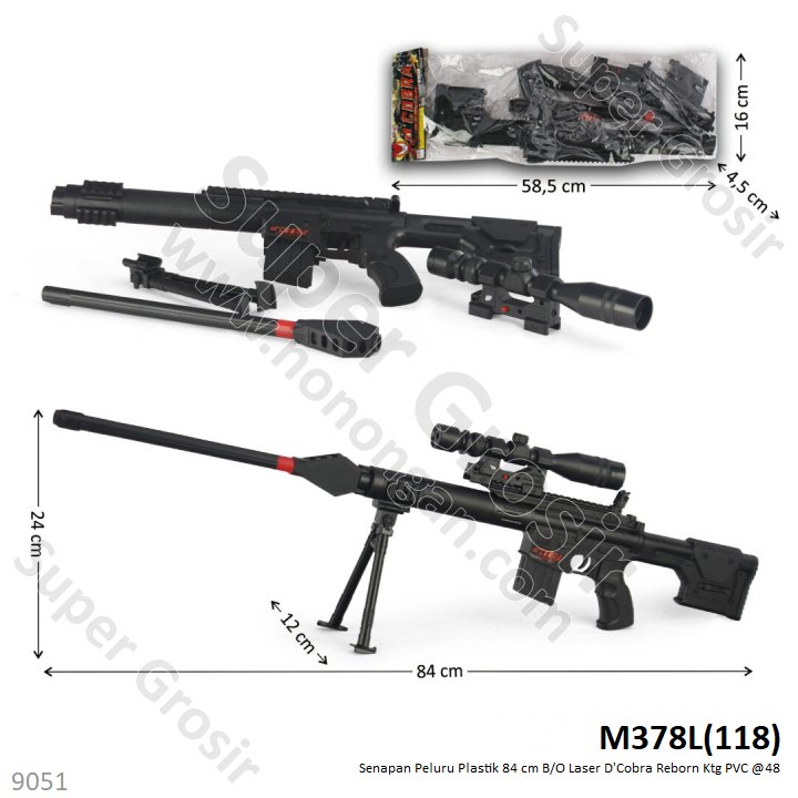 Senapan Sniper Peluru Plastik 84 cm B/O Laser D'Cobra Reborn Ktg PVC @48