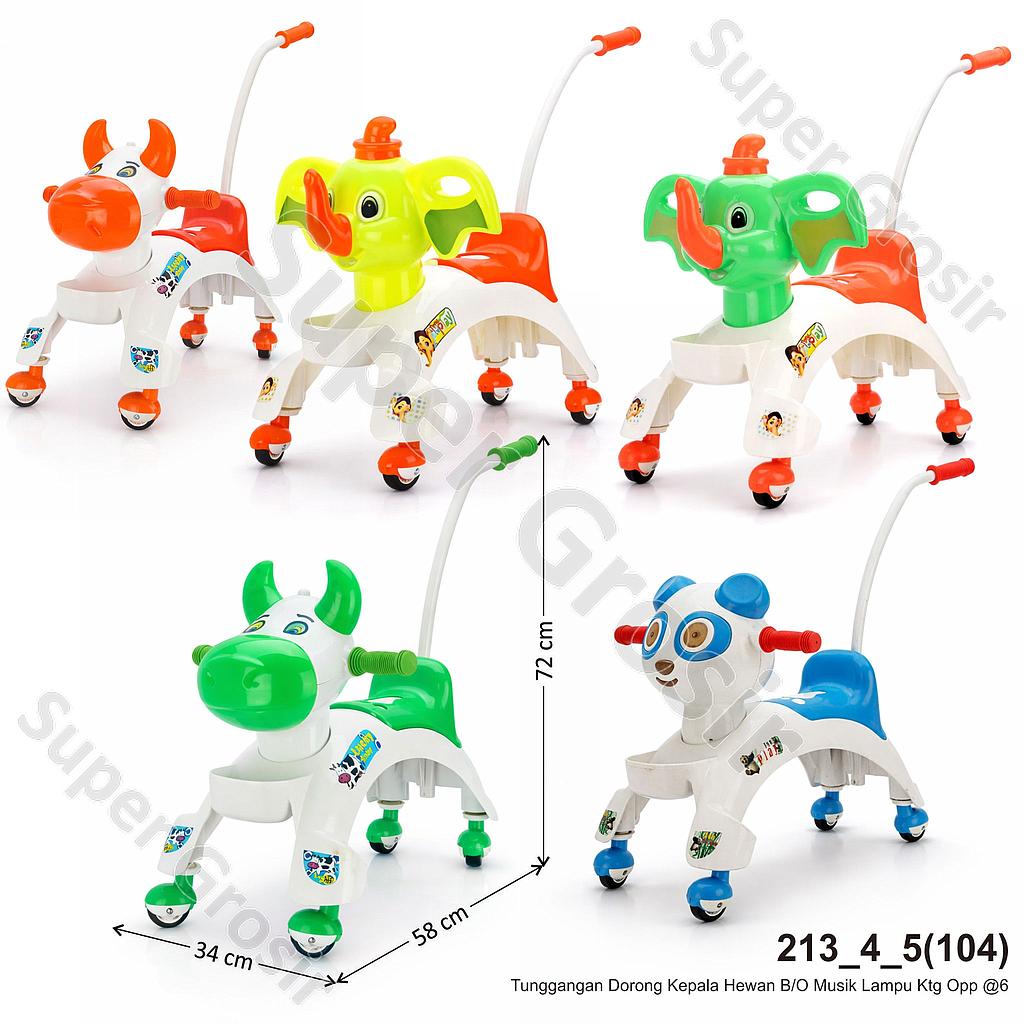 Tunggangan Kepala Hewan Dorong B/O Musik Lampu Ktg Opp @6