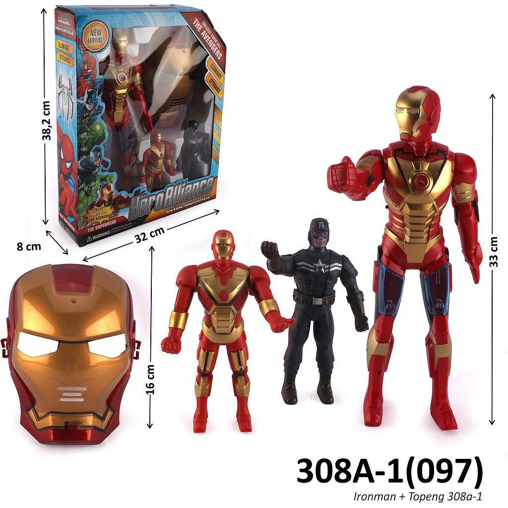 Action Figure Ironman Set 33 cm Topeng dan Avengers 2 Pcs Box Window @24