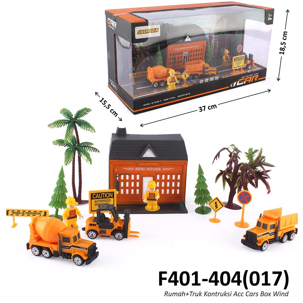 Diecast Diorama Konstruksi Set Rumah + Kendaraan dan Acc Car Box Window @24
