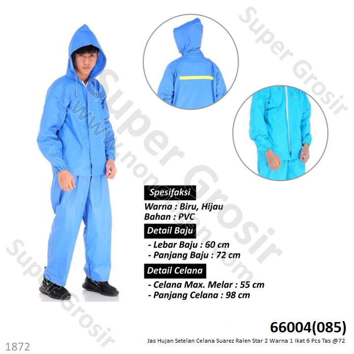 Jas Hujan Setelan Jaket Celana Suarez Ralen Star 1 Ikat 6 Pcs Tas @72