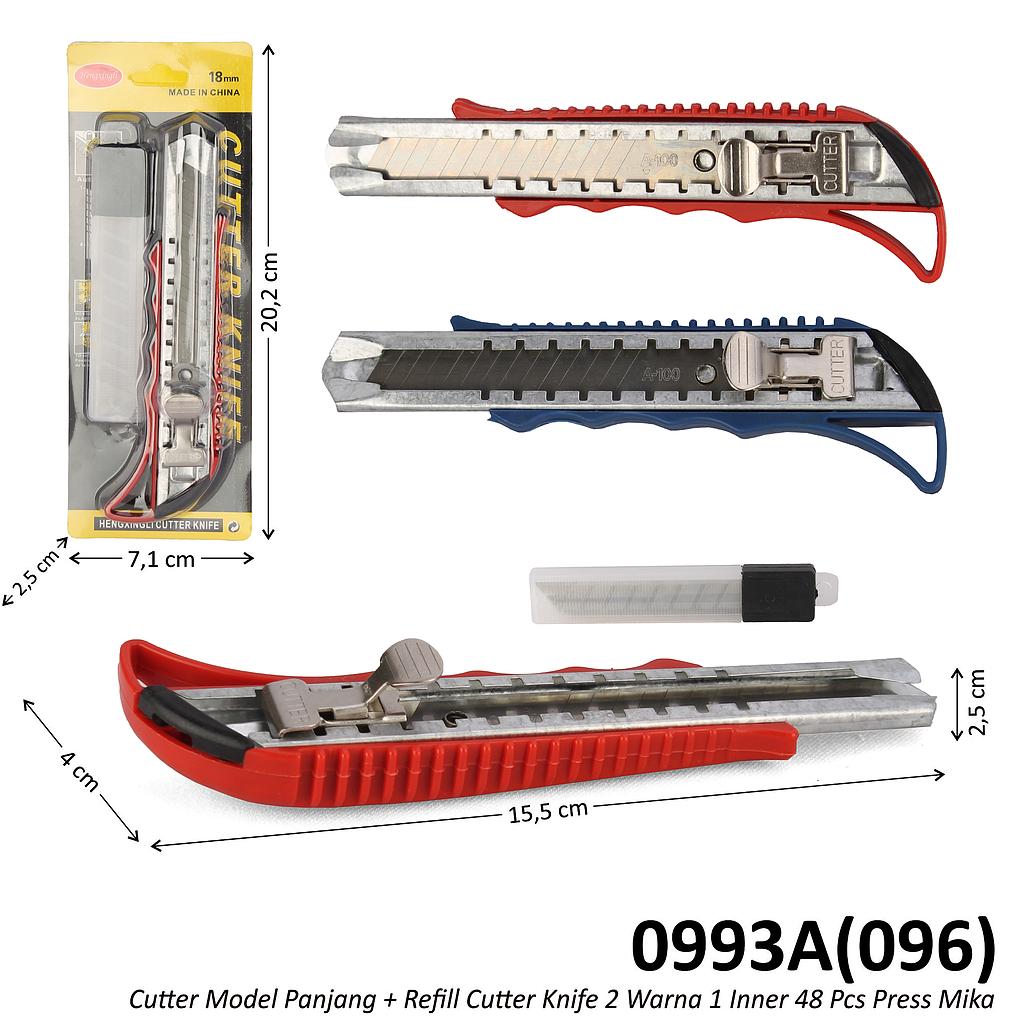 Cutter Model Panjang + Refill Cutter Knife 1 Inner 48 Pcs Press Mika @384