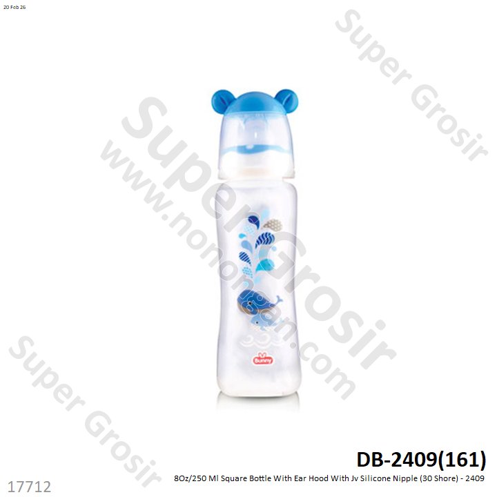 8Oz/250 Ml Square Bottle With Ear Hood With Jv Silicone Nipple (30 Shore) - 2409