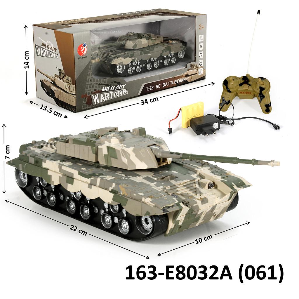 R/C Tank 1:32 Charge + Charger Lampu Suara Military Wartank 4 Channel Box Window @48