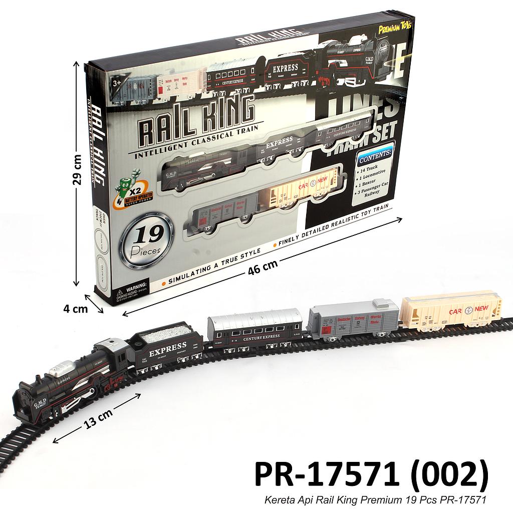 Kereta Api Set 5 Gerbong B/O Jalan Lampu + Track Rail King Box Window @48