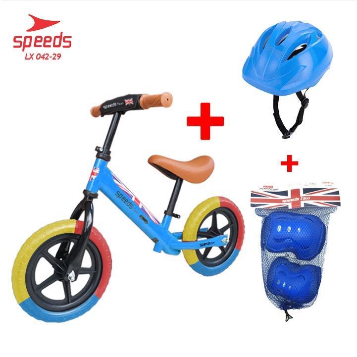 Tunggangan Sepeda Balance Biru Set Helm dan Deker Besi Box @1