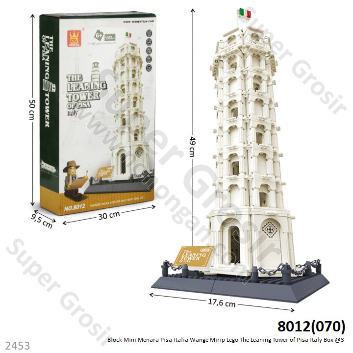 Mini Block Gedung Wange The Leaning Tower of Pisa Italy Box @3